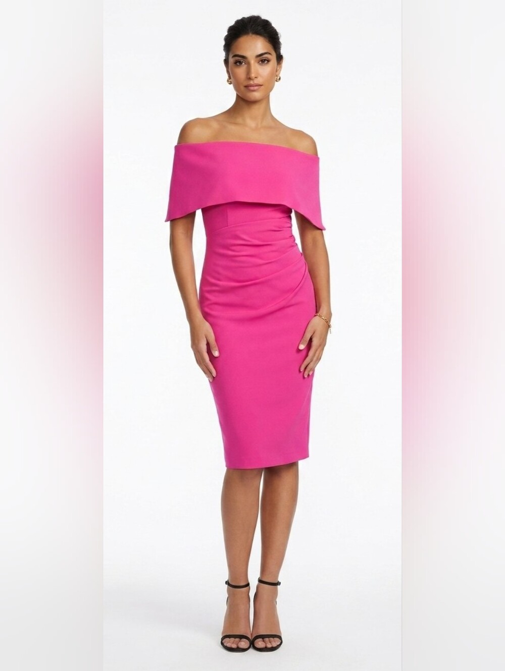 Vince Camuto Off-The-Shoulder Fuchsia Sheath Dress Size 14